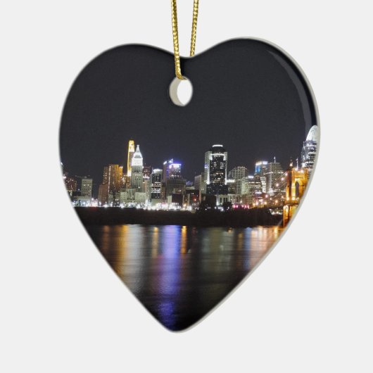Cincinnati skyline 's nachts keramisch ornament (Links)
