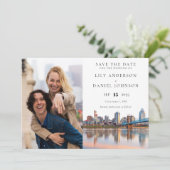 Cincinnati Skyline Watercolor Photo Wedding Save The Date (Staand voorkant)