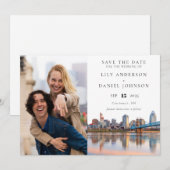 Cincinnati Skyline Watercolor Photo Wedding Save The Date (Voorkant / Achterkant)