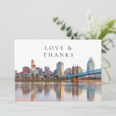 Cincinnati Skyline Watercolor Wedding Photo Bedankkaart (Staand voorkant)