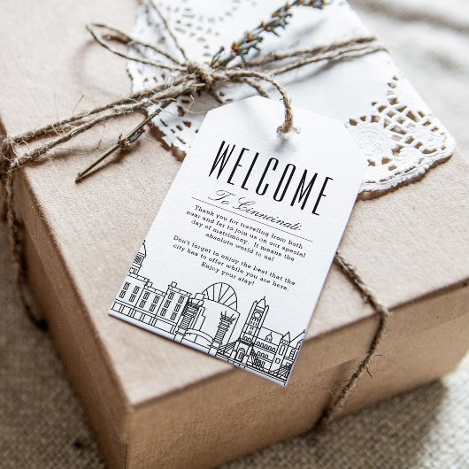 Cincinnati Skyline | Welkomstbericht Gift Tags Cadeaulabel