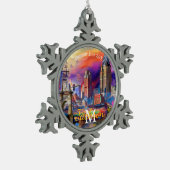 Cincinnati Snowflake Pewter Kerstversiering Tin Sneeuwvlok Ornament (Links)