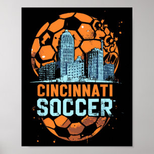 Cincinnati Soccer City Silhouette Cool Cincy 513  Poster