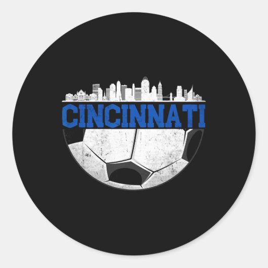 Cincinnati Soccer Distressed Cincy nati  Ronde Sticker (Voorkant)