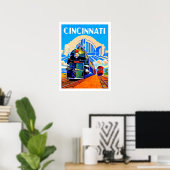 Cincinnati spoorweg, treinen, vintage reisposter poster (Thuiskantoor)