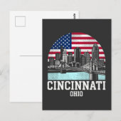 Cincinnati Stad Ohio Amerikaanse Vlag Briefkaart (Voorkant / Achterkant)