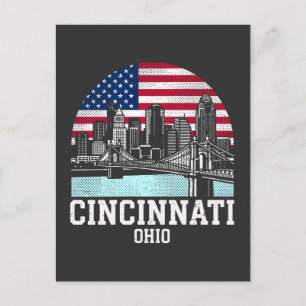 Cincinnati Stad Ohio Amerikaanse Vlag Briefkaart