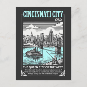 Cincinnati Stad Ohio De Koningin Stad van het West Briefkaart