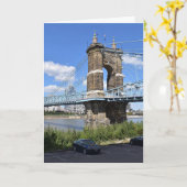 CINCINNATI SUSPENSION BRIDGE BLANK WENSKAART KAART (Gele Bloem)