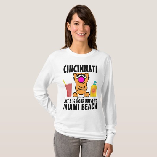 CINCINNATI TO MIAMI Gibby Cat Cartoon T-shirts (Voorkant volledig)