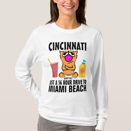 CINCINNATI TO MIAMI Gibby Cat Cartoon T-shirts (Voorkant)