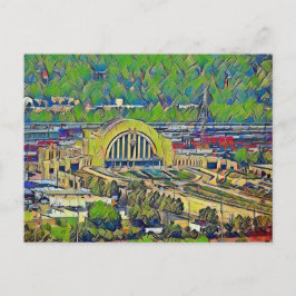 Cincinnati Union Terminal vanaf bovenstaand schild Briefkaart