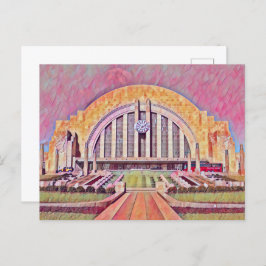 Cincinnati Union Terminal Waterverf schilderij Briefkaart