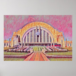 Cincinnati Union Terminal Waterverf schilderij Poster