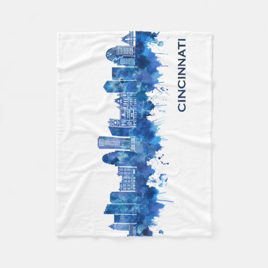 Cincinnati USA Skyline Blue Fleece Deken (Voorkant)