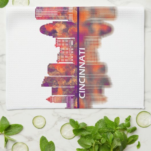Cincinnati USA Skyline Theedoek (Gevouwen)