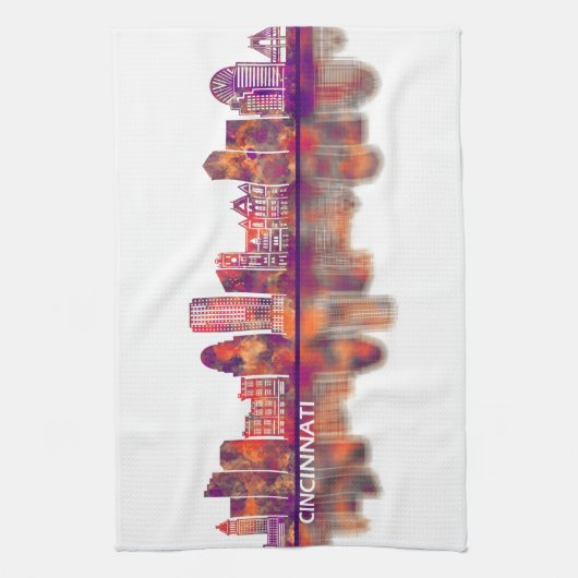 Cincinnati USA Skyline Theedoek (Verticaal)