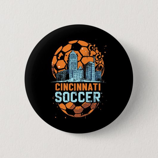 Cincinnati Voetbal Stad Silhouette Cool Cincy 513 Ronde Button 5,7 Cm (Voorkant)