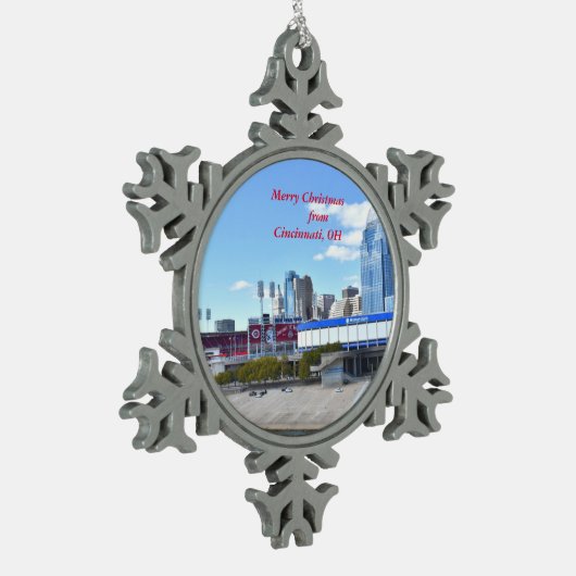 Cincinnati Waterfront Kerstversiering Tin Sneeuwvlok Ornament (Links)
