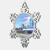 Cincinnati Waterfront Kerstversiering Tin Sneeuwvlok Ornament (Rechts)