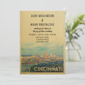 Cincinnati Wedding Invitation  midden in de eeuw Kaart (Staand voorkant)
