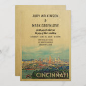 Cincinnati Wedding Invitation  midden in de eeuw Kaart (Voorkant / Achterkant)
