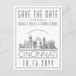 Cincinnati Wedding Stylized Skyline sparen de Datu Briefkaart