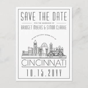 Cincinnati Wedding Stylized Skyline sparen de Datu Briefkaart