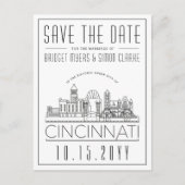 Cincinnati Wedding Stylized Skyline sparen de Datu Briefkaart (Voorkant)