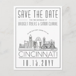Cincinnati Wedding Stylized Skyline sparen de Datu Briefkaart