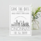 Cincinnati Wedding Stylized Skyline sparen de Datu Kaart (Staand voorkant)