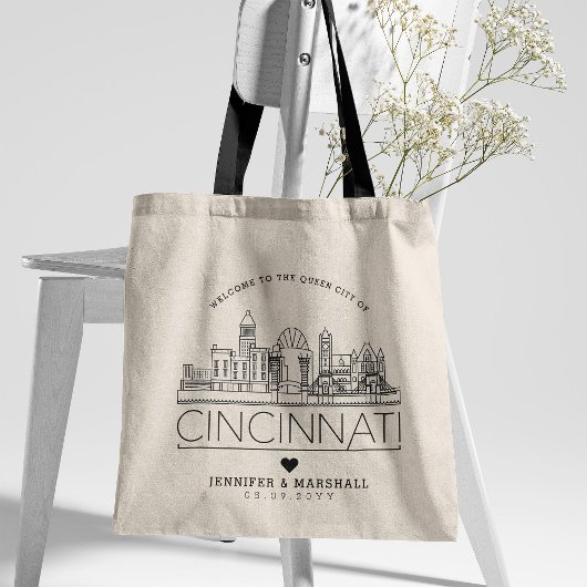 Cincinnati Wedding | Stylized Skyline Tote Bag