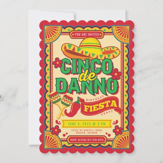 Cinco de Danno Fiesta Invitation Kaart (Voorkant)