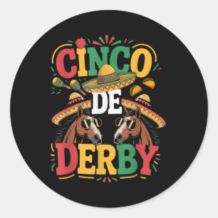 Cinco De Derby Funny Derby De Mayo Taco Horse Raci Ronde Sticker