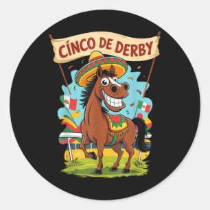 Cinco De Derby Funny Horse Racing Derby De Mayo Ronde Sticker