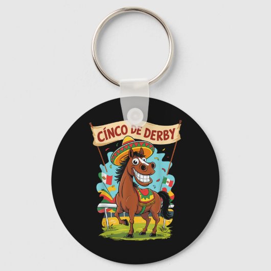 Cinco De Derby Funny Horse Racing Derby De Mayo Sleutelhanger (Voorkant)