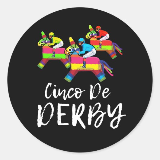 Cinco De Derby Kentucky pinata Sombrero Mexicanen Ronde Sticker (Voorkant)