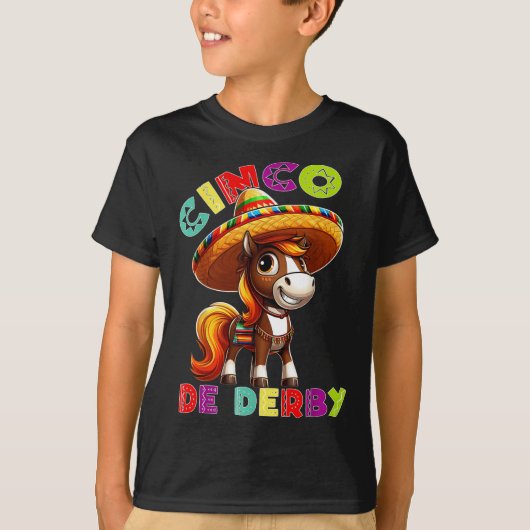 Cinco De Derby Party Paardenrennen Poncho Sombrero T-shirt (Voorkant)