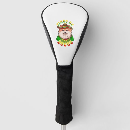 Cinco de Doggo Grappig Pommeraans Golfheadcover (Voorkant)