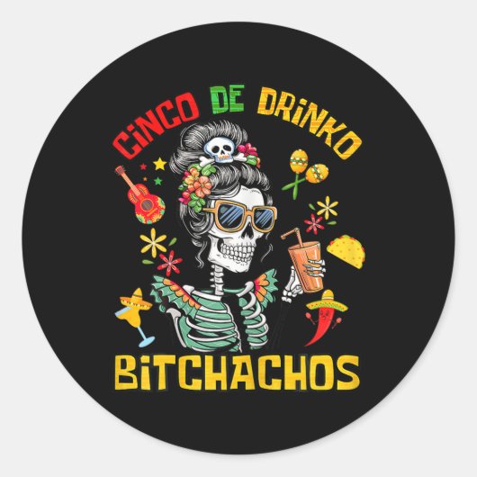 Cinco de Drinko Achos Cinco de Mayo Drink Ronde Sticker (Voorkant)