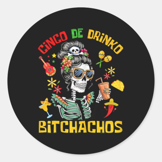 Cinco de Drinko Achos Cinco de Mayo Drink Ronde Sticker (Voorkant)