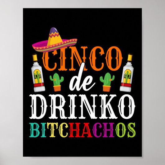 Cinco de Drinko Achos Cinco de Mayo Party Vrouwen Poster (Voorkant)