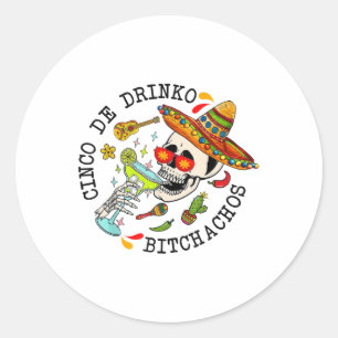 Cinco de Drinko Achos Funny Cinco de Mayo Mexicaan Ronde Sticker