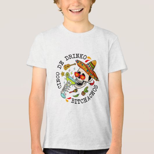 Cinco de Drinko Achos Funny Cinco de Mayo Mexicaan Tri-Blend Shirt (Voorkant)