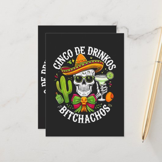 Cinco De Drinko Bitchachos Aankondigingskaart (Voorkant / Achterkant in situ)