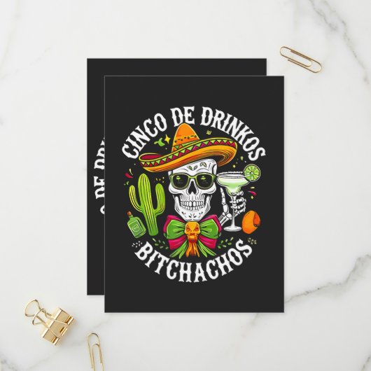 Cinco De Drinko Bitchachos Uitnodiging Briefkaart (Voorkant / Achterkant in situ)