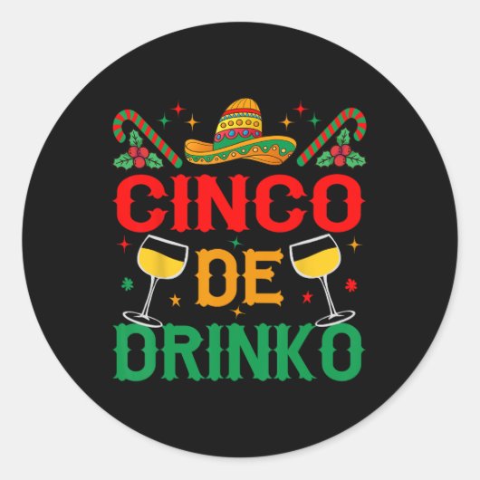 Cinco De Drinko Cinco De Mayo Grappig Ronde Sticker (Voorkant)