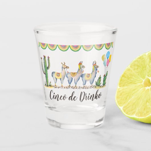 "Cinco De Drinko" | Fiesta Llama Shot Glas (Voorkant)