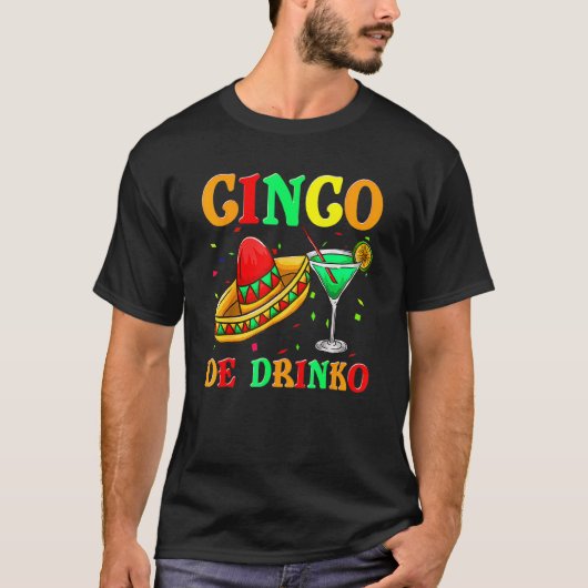 Cinco De Drinko Fiesta Women Mannen Sombrero Tequi T-shirt (Voorkant)
