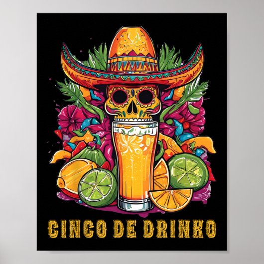 Cinco De Drinko Funny Cinco De Mayo Partij Drink Poster (Voorkant)